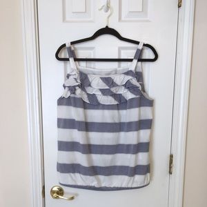LOFT Sleeveless Blue/White striped TOP